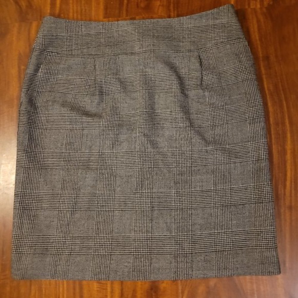 Talbots Houndstooth Classic Black White Lined Pencil Skirt Size 12